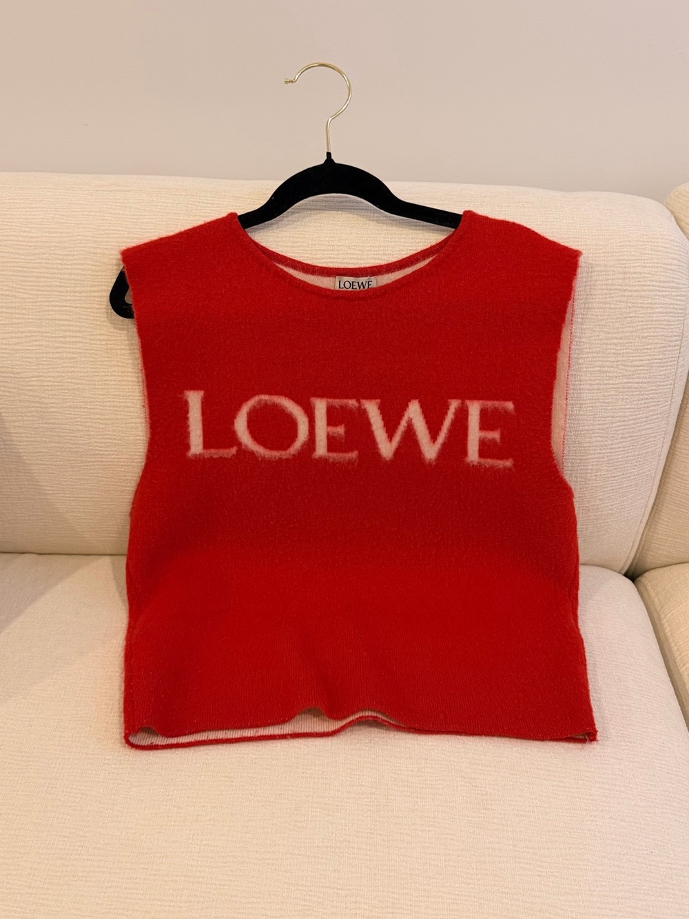 Loewe Red Wool-Blend Logo Sleeveless Sweater Vest